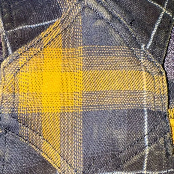 Dickies plaid overall dress mustard yellow and navy size small NWOT - Picture 6 of 10